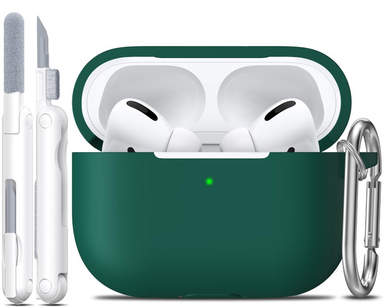 R-fun for AirPods Pro 2nd/1st Generation Case with Cleaner Kit,Soft Silicone Protective Case Cover for Apple AirPod Pro 2/1 for Women Men,AirPods Pro Case Accessories with Keychain,Forest Green - Image 1